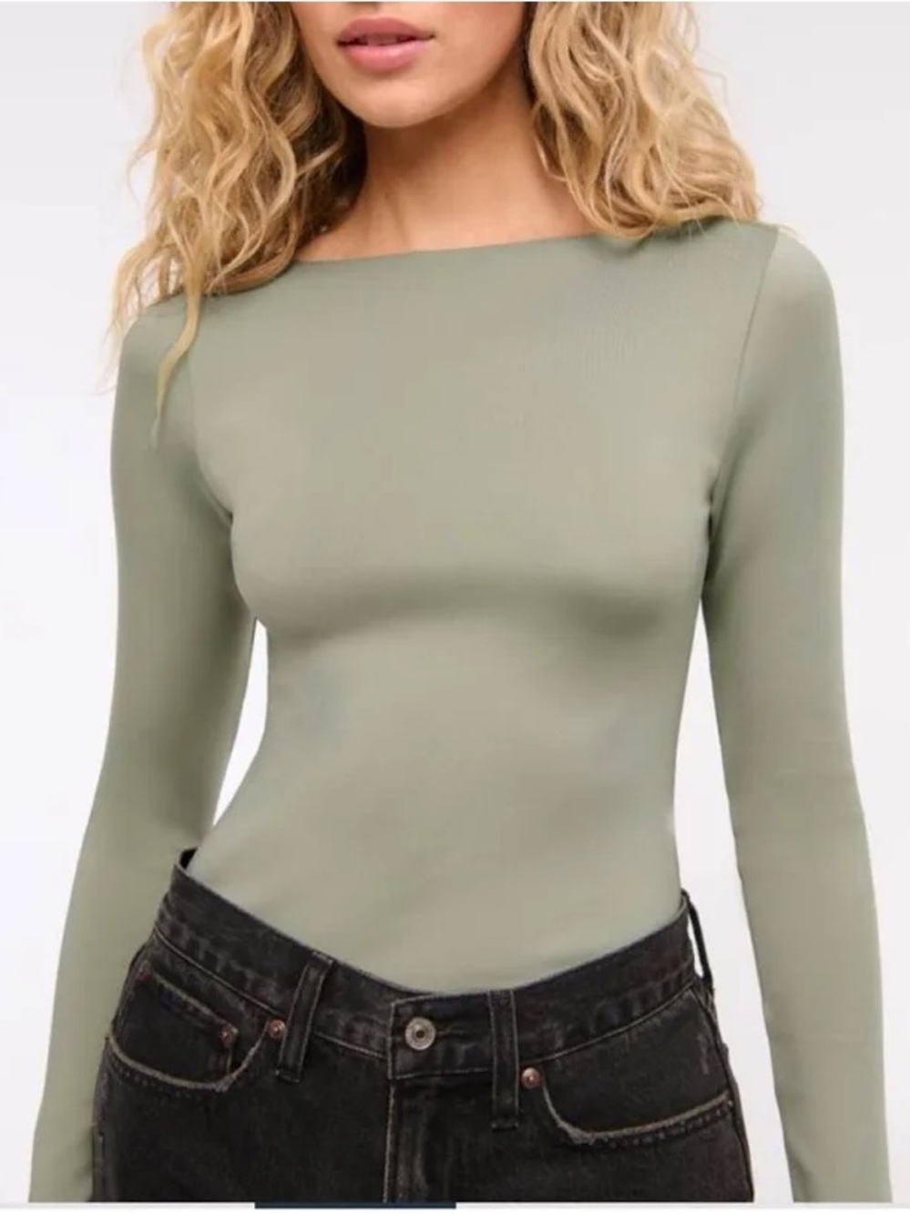 NWOT Abercrombie & Fitch Boatneck Long-Sleeve Women’s Top in Sage Green